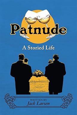 Patnude book cover. Dark blue background with casket and four pallbearers.