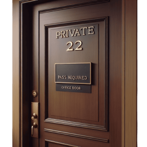 Wooden door with Private 22 sign