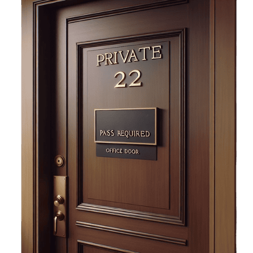 Wooden door with Private 22 sign